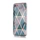 Designcase: marmerpatroon wit met turquoise