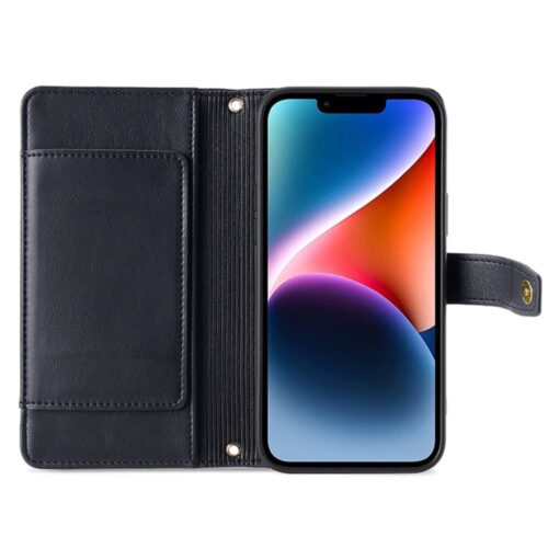 iPhone 15 Pro Wallet Case met rits en koord - Afbeelding 8
