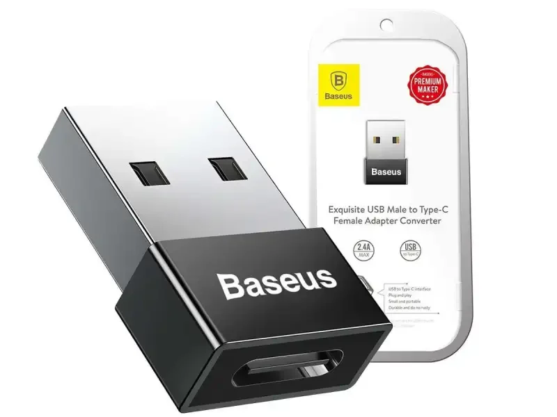 Baseus Mini USB-A naar USB-C Adapter Converter 2.4A